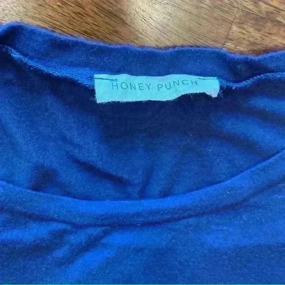 Honey Punch Stitch Fix Mix Material Knit Top Short Sleeve Navy Paisley Size S - Picture 3 of 7